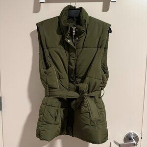 BlankNYC Olive Sherpa Lined Puffer Vest Size XS NWOT